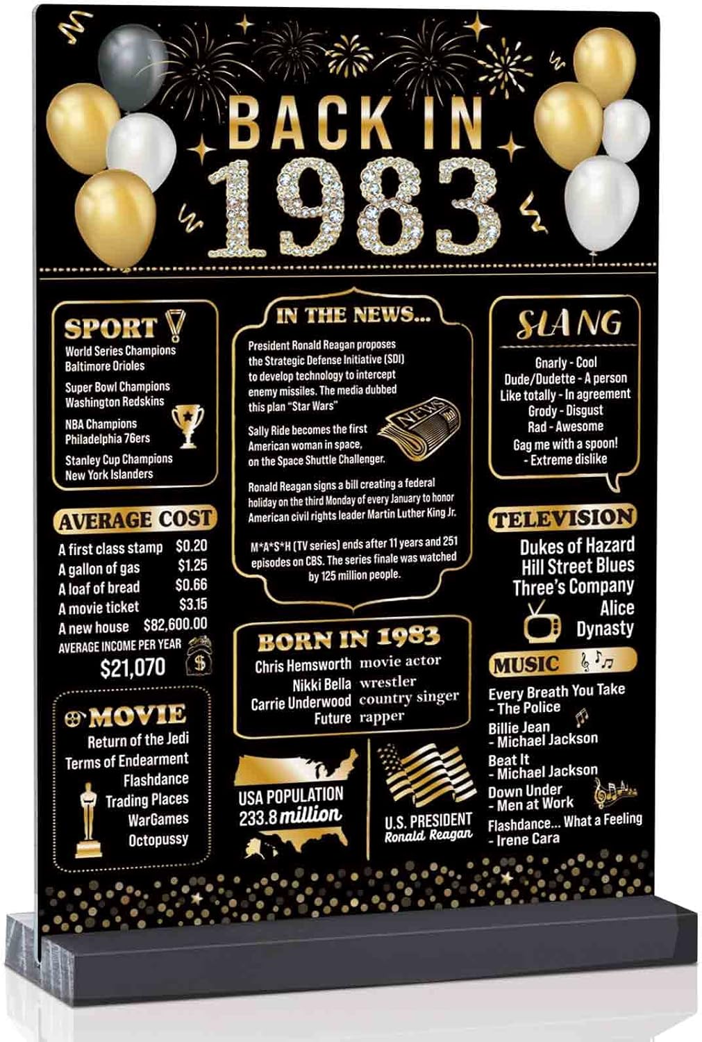 Wall Décor - 40th Birthday Party Decorations Supplies, 40th Birthday Gifts for 40 Years Old Women Men, Forty 40th Birthday Decorations for Him Her- Vintage 1983 Birthday Poster Table Sign