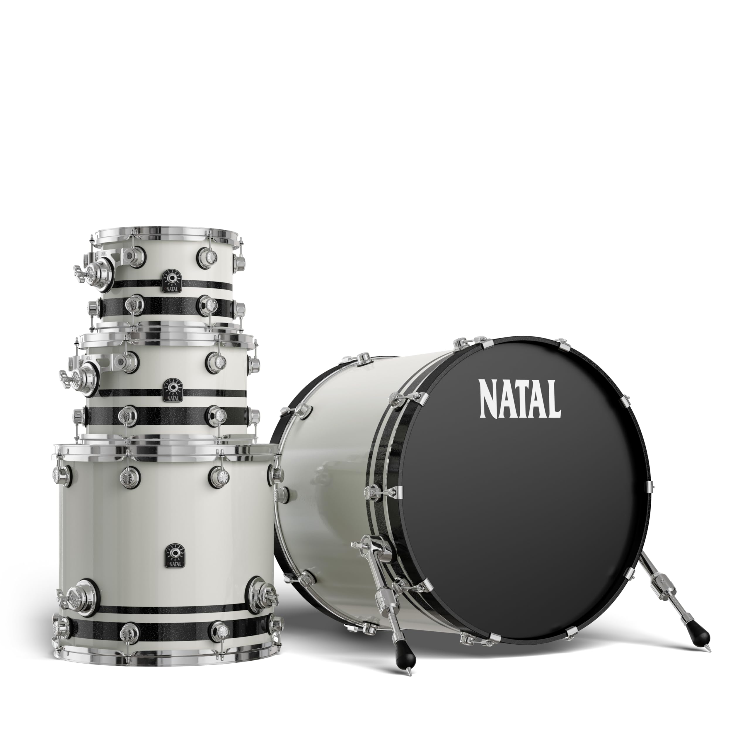 Photo 1 of **only 22x18 drum**Natal KTW-UFX-WBK1 Café Racer Series 4-Piece Shell Pack l UFX Configuration l Includes 10" x 6.5" tom, 12" x 7" Tom, 16" x 14" Floor Tom & 22" x 18" Bass Drum l Black White Split Finish