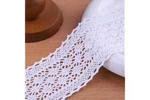 DYSHIPEN 10 Yards x 2.1 Inch Lace Ribbon Vintage Lace Trim Crochet Cotton Lace Edge for Christmas Package DIY Sewing Wedding Bridal Dress,Crafts and Sewing (White)