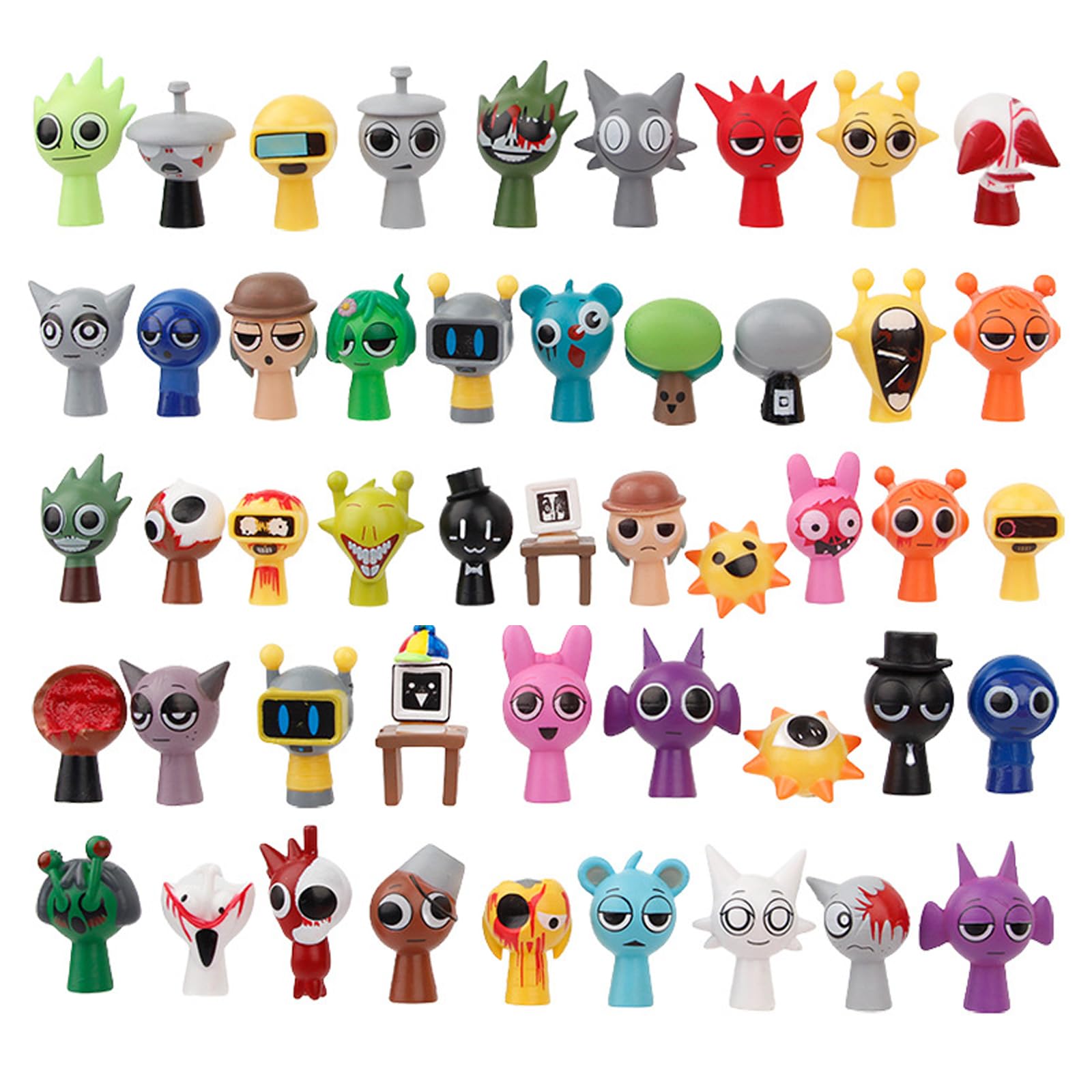 48 Pcs Sprunky Collectible Figurines Set, Cartoon Characters Mini Sprunky Decorative Figures, Colorful Ornaments for Collectors, Desk Decor