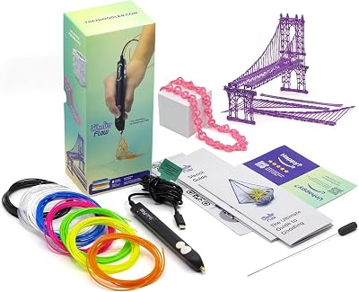 3Doodler Flow 3D Printing Pen Black with Free Filaments & Stencil Book