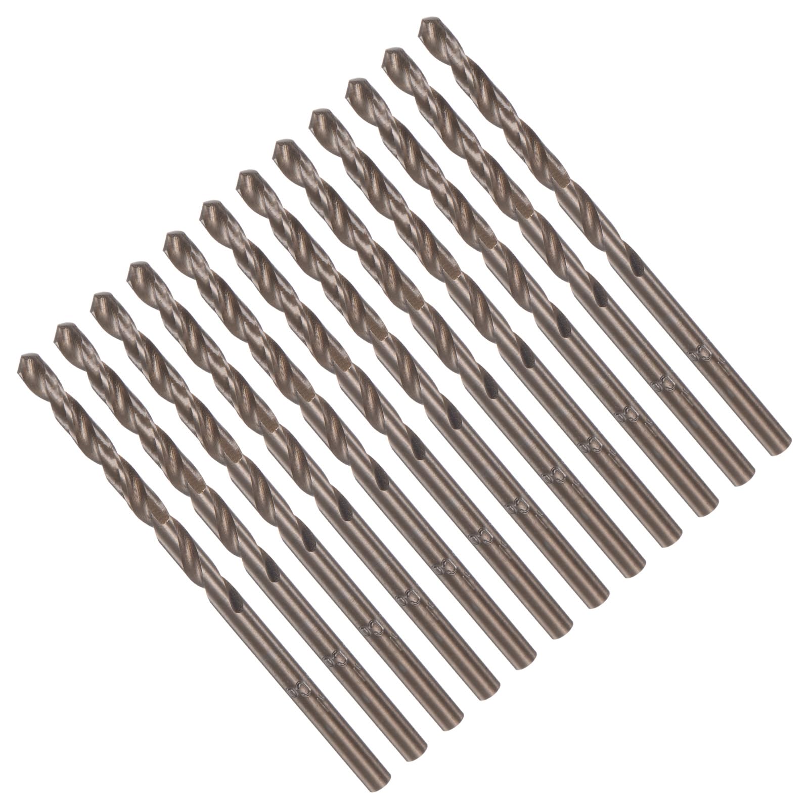 CoCud Cobalt Twist Drill Bits, 3.3mm Cutting Diameter 0.13" Shank, M35 High-Speed Steel Jobber Drill Bit Set (Applications: for Metal Wood Plastic), 12-Pieces