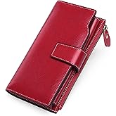 SENDEFN Women Leather Wallets RFID Blocking Clutch Card Holder Ladies Purse with Zipper Pocket