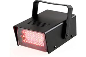 ENUOLI Mini LED Strobe Light Red Color with 24 Super Bright LEDs Variable Speed Control for Christmas Clubs Stage Light Effect DJ Disco Bars Party Halloween (Red Color)