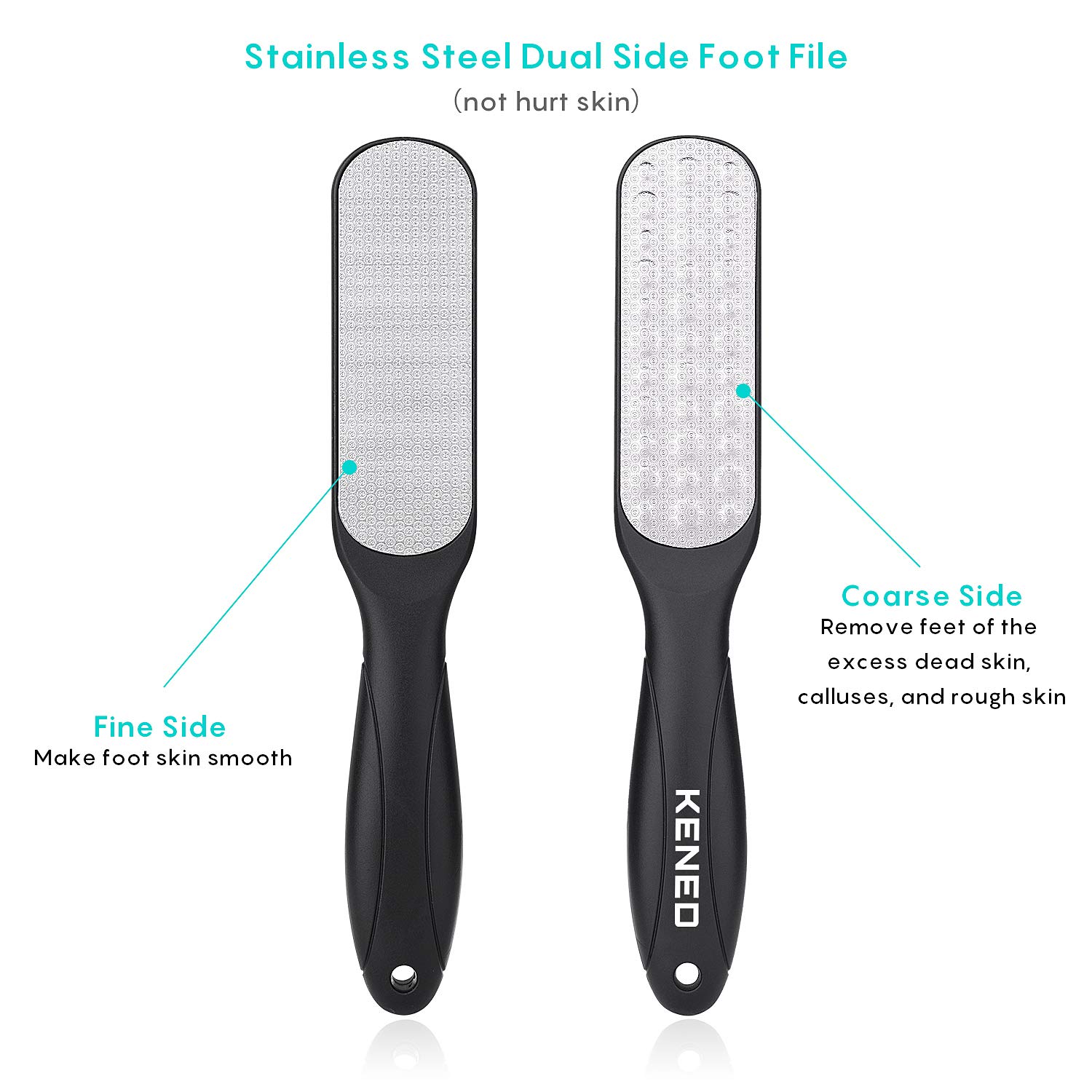 Foot Scrubber Pedicure Tools Rasp - 5 PCS KENED Foot File Callus Remover For Feet To Remove Hard Skin - 2 X Stainless Steel Black, 3 X Plastic White : Beauty