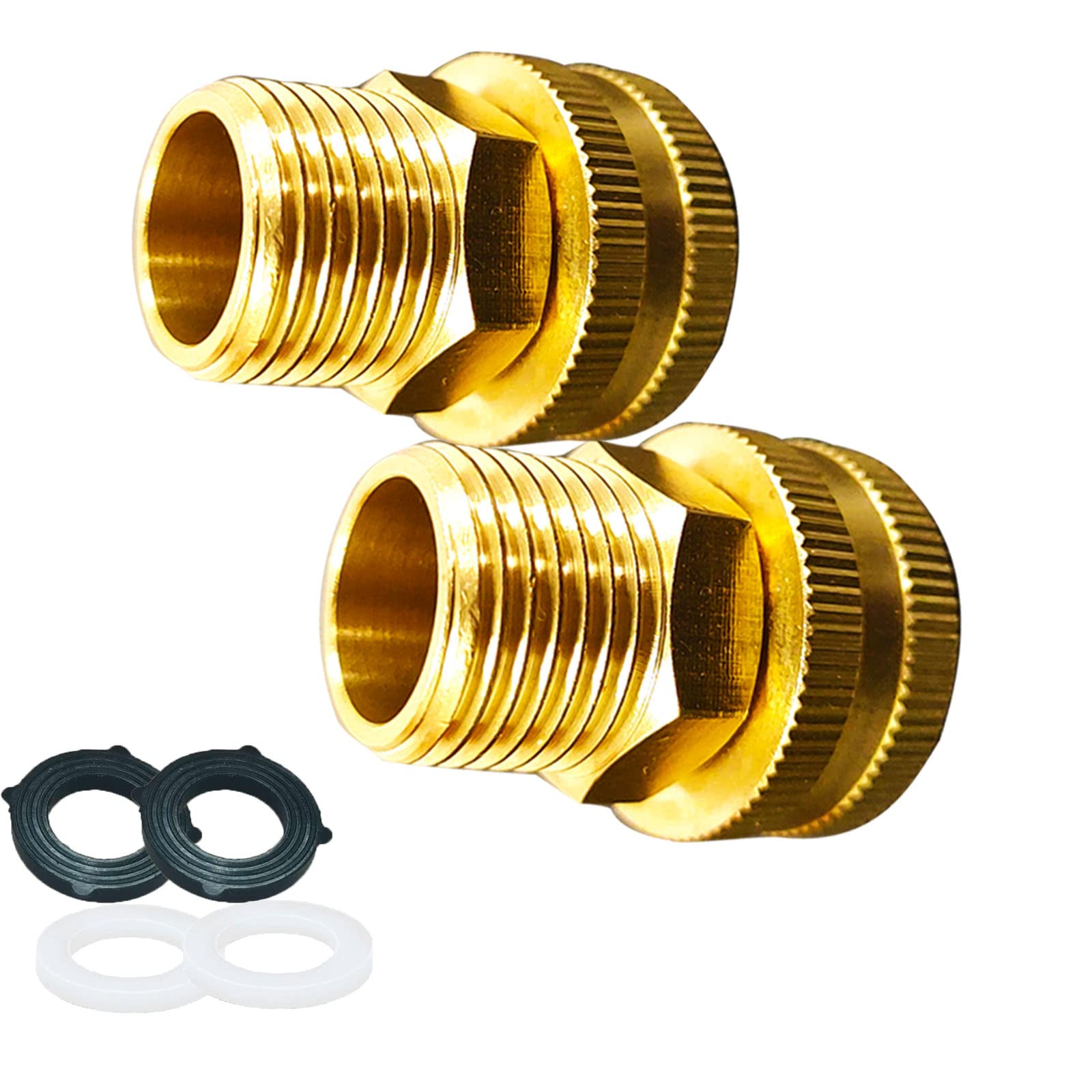 Photo 1 of YOUHO Garden Hose Adapter Garden Hose to Pipe Fittings Connect, Garden Pipe Joint Extension Repair Fitting (1/2NPT(M) to 3/4 GHT(F) 2pcs)