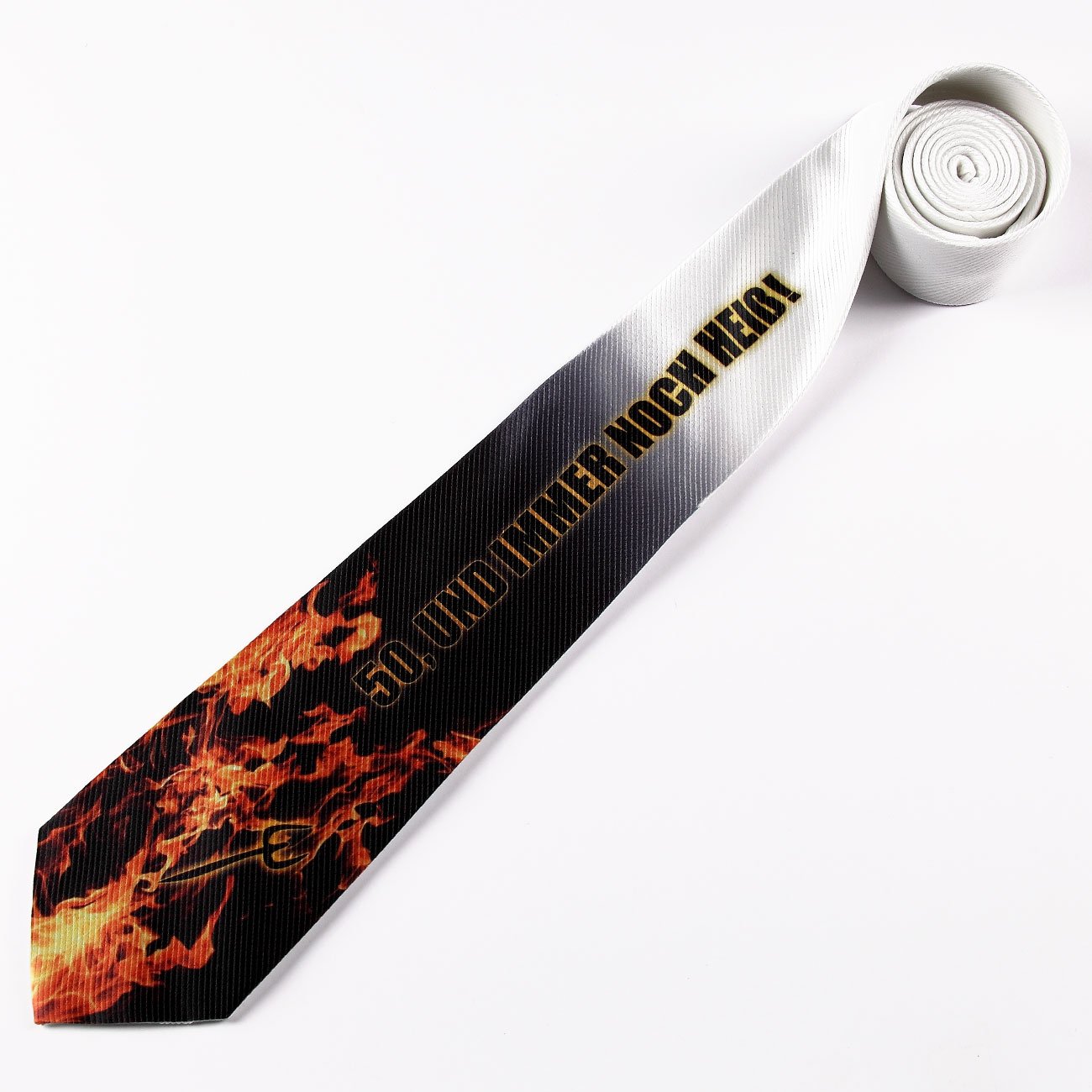 Herz & Heim brennende Krawatte mit Spruch zum 50 Geburtstag Amazon Küche & Haushalt