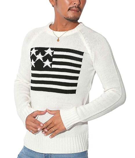 Amazon 星条旗柄クルーネックニット ニット メンズ セーター