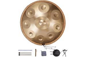 VEVOR Handpan Drum, 22 in & 9 Notes, D Minor Hand Drum, Hand Pan Drum Instrument with Mallets, 440Hz Handpan Stand & Carry Ba