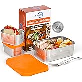Anas 3-PK of Metal Food Storage Containers with Lids - Stainless Steel, Compact Stackable, Leak Proof, Dishwasher Safe and Microwavable for Lunch, Work, School Travel, Bento Box