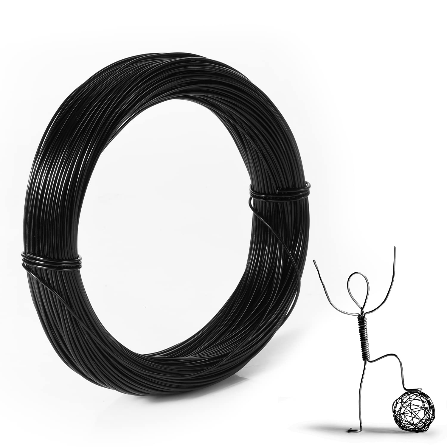 LUTER Aluminum Craft Wire, 98.4Ft/ 30m 1mm Metal Wire Armature for Crafts Flexible Bendable Aluminum Wire 18 Gauge for Jewelry Making DIY Crafts Gardening Sculpting (Black)