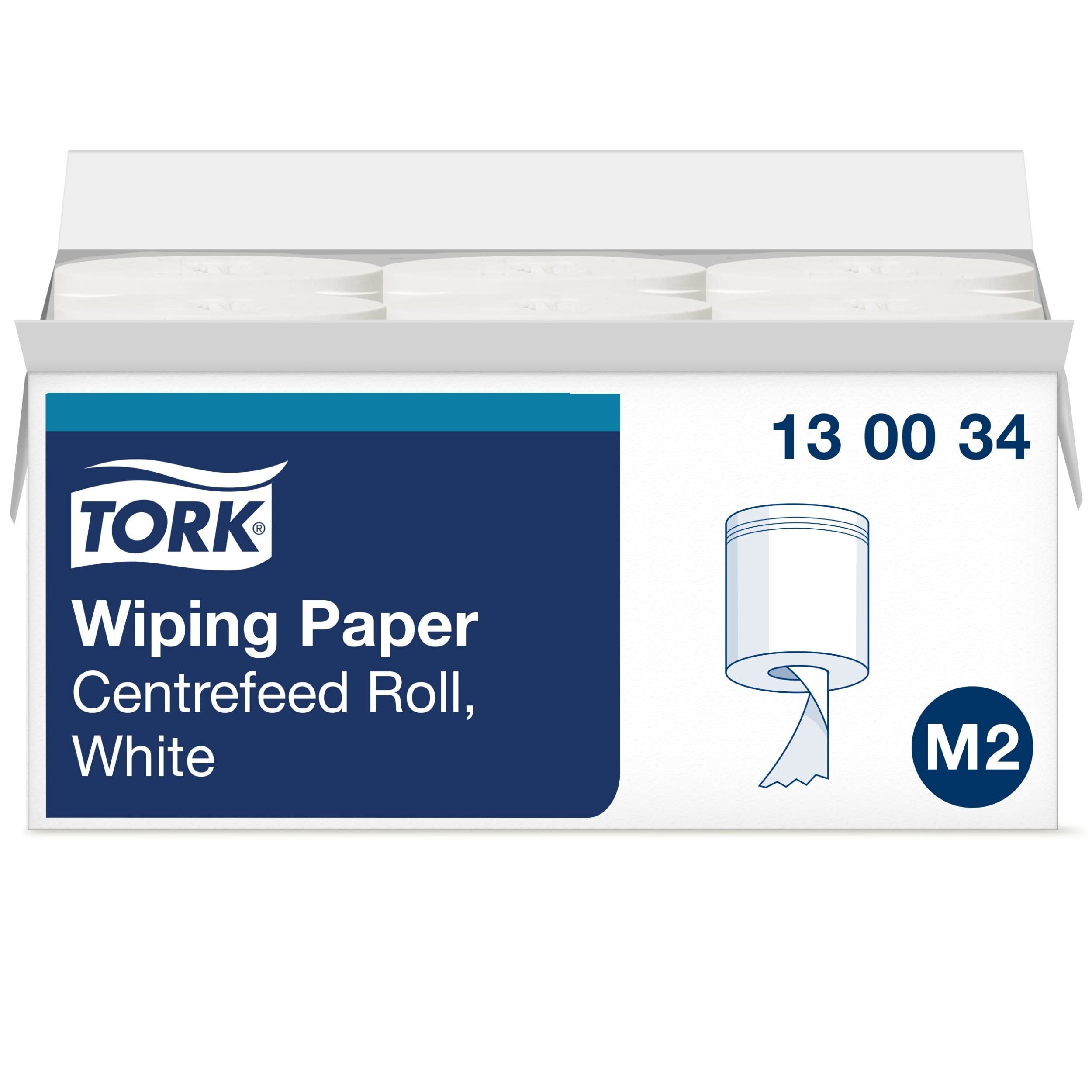 Tork 130034 wiping paper Premium / Long lasting paper roll compatible with Tork M2 centrefeed system / 1 x 6 rolls (6 x 165m)
