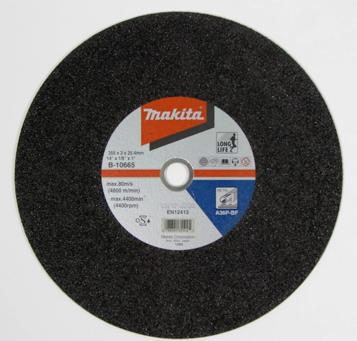 Makita B10665 Abrasive Chop Saw Wheel Metal Cut 355mm x 3 x 25.4mm for