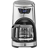 Kenmore Elite Drip Coffee Maker - Programmable Cafe Machine With Glass Pot, Regular & Bold Brew, Auto Shut Off Large Water Re