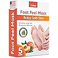 Foot Peel Mask - Foot Mask for Baby Soft Skin - Remove Dead Skin, Dry, Cracked Feet & Callus, Foot Spa, Made with Aloe Vera Extract for Women and Men (5 Pair (Pack of 1), Peach)