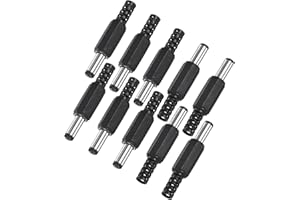 M METERXITY 10-Pack DC Male Connectors, 5.5x2.1mm Pure Copper Core Barrel Connector Plug for Laptop/CCTV Security Cameras/Lig