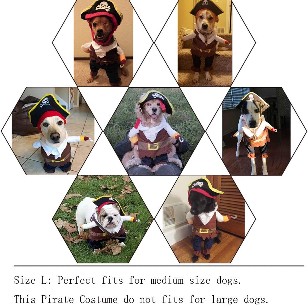 DELIFUR Pet Dog Costume Pirates of The Caribbean Style Cat Costumes(L), Large - Image 5
