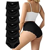 TDONE Seamless Underwear for Women, Mid High Waisted Tummy Control Ladies Briefs Full Coverage No Show Bikini Panties 6 pack