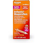 Amazon Basic Care Infants' Ibuprofen Oral Suspension Drops, 50 mg per 1.25 mL, Berry Flavor, For Minor Aches and Pains, Sore