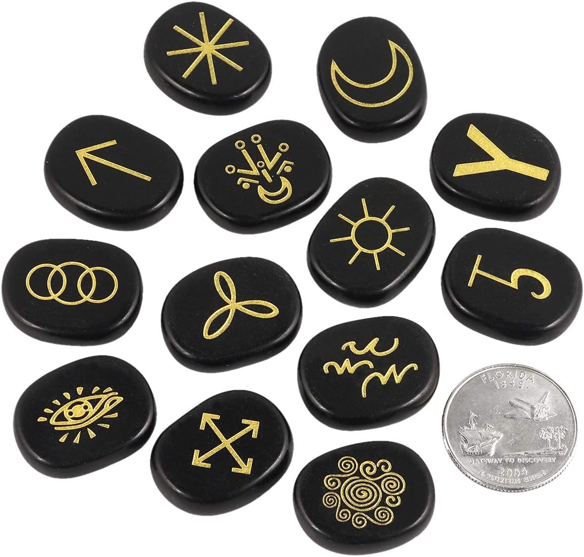 KYEYGWO Black Obsidian Witches Runes Set, Rune Stones with Engraved ...