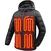 Venustas Men's Heated Down Jacket with Battery Pack, Electric Lightweight Packable Puffer Jacket, Heated Coat for Outdoors