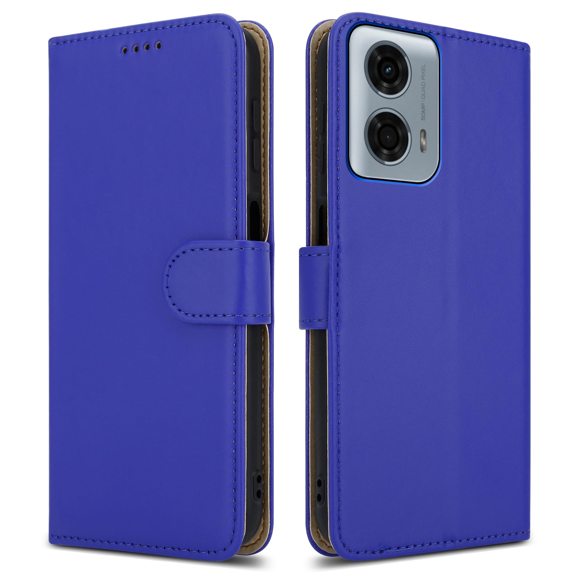 PIXFAB for Motorola Moto G04 / G04s / G24 Case - Leather Wallet Phone Case, Magnetic Book Flip Folio Cover [Card Slots] and [Kickstand] Case Compatible with Moto G04 / G04s / G24 - Blue