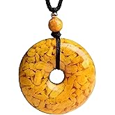 Realgar Cinnabar Donut Pendant Necklace, Feng Shui Amulet for Protection & Prosperity, Natural Stone Jewelry on Adjustable Cord (20mm)
