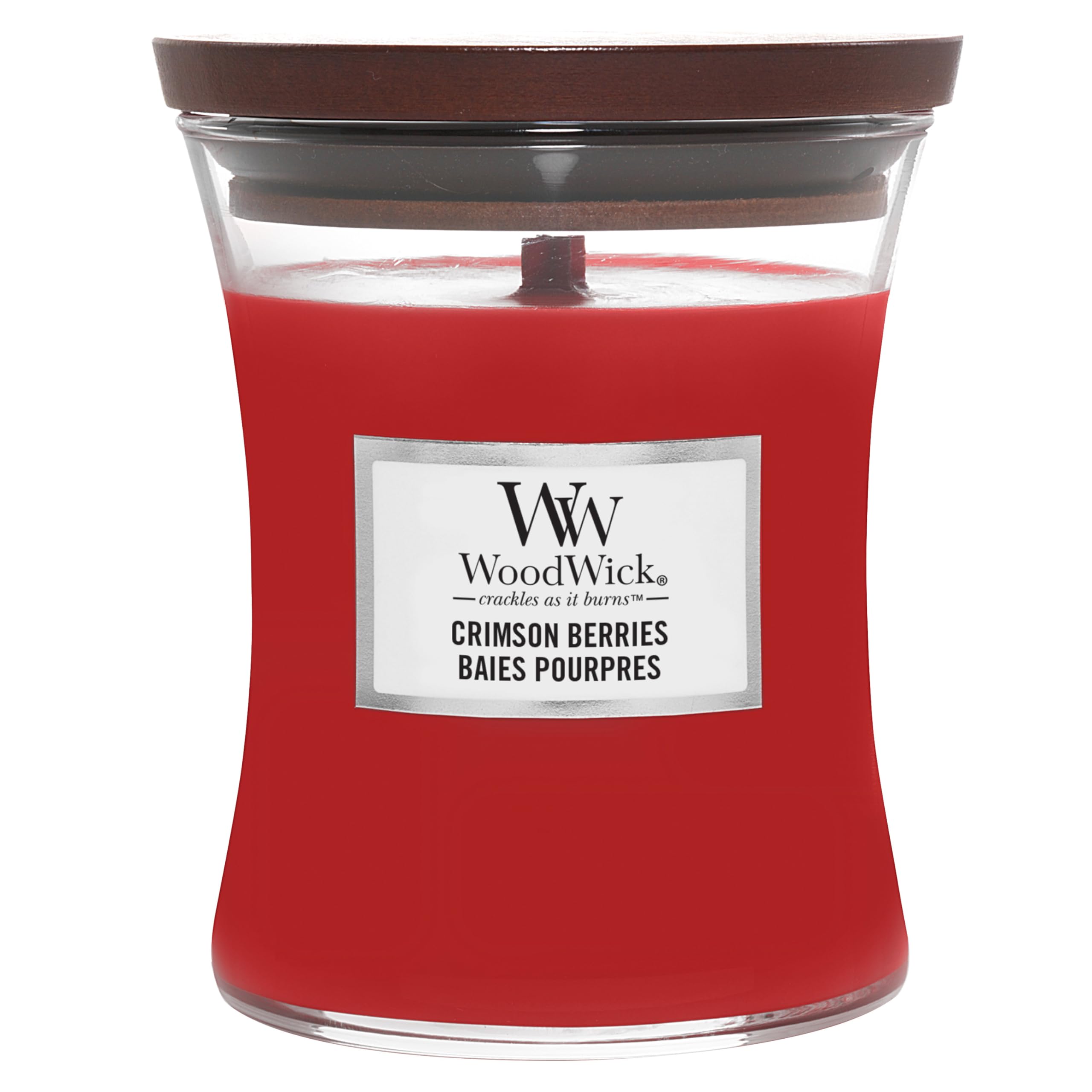 WoodWick Scented Candle with Crackling Wick | Crimson Berries Mini Hourglass Candle | Up to 20 Hours Burn Time | Perfect Gifts for Women