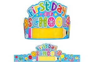 AUGTHEEP 36 Pcs First Day of School Crowns for Kids Kindergarten Preschool Paper Hats for Kids Back to School Classroom Party
