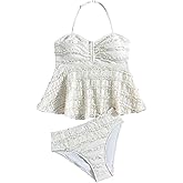 SHENHE Girl's 2 Piece Halter High Waisted Tankini Ruffle Swimsuit Bathing Suit Bikini Sets
