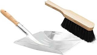 Lantelme 2 TLG Handfeger Metall Kehrschaufel Set Feger Naturfasern Schaufel Verzinkt Handbesen Kehrgarnitur 3309