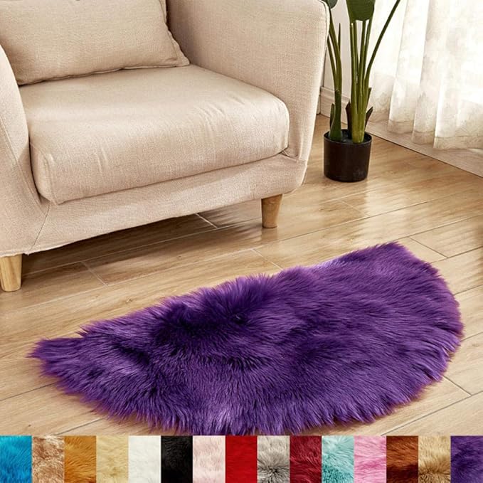 Half Moon Semi Circular Faux Fur Rug Soft Fluffy Rug by MauMou for