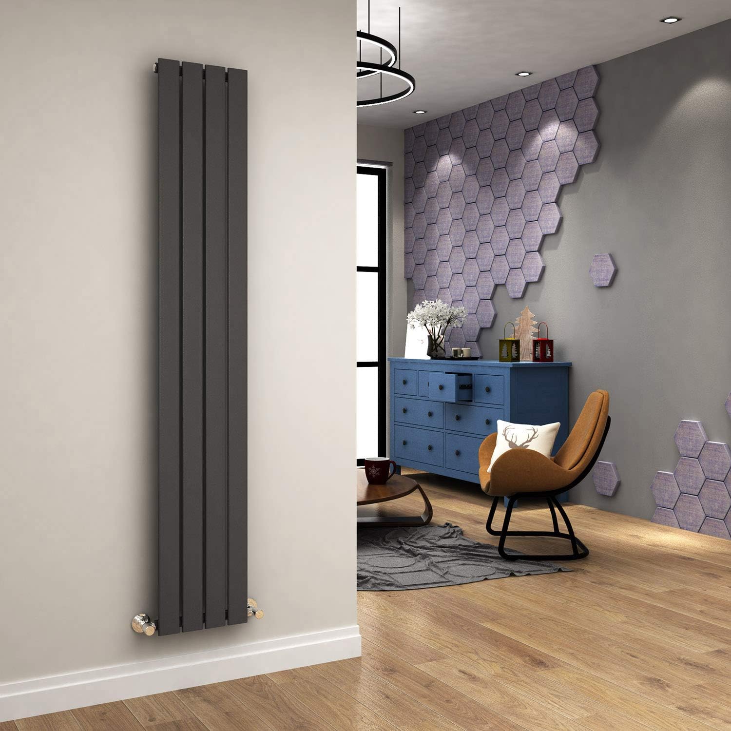ELEGANT Radiators Vertical Anthracite Tall Single Bathroom Kitchen