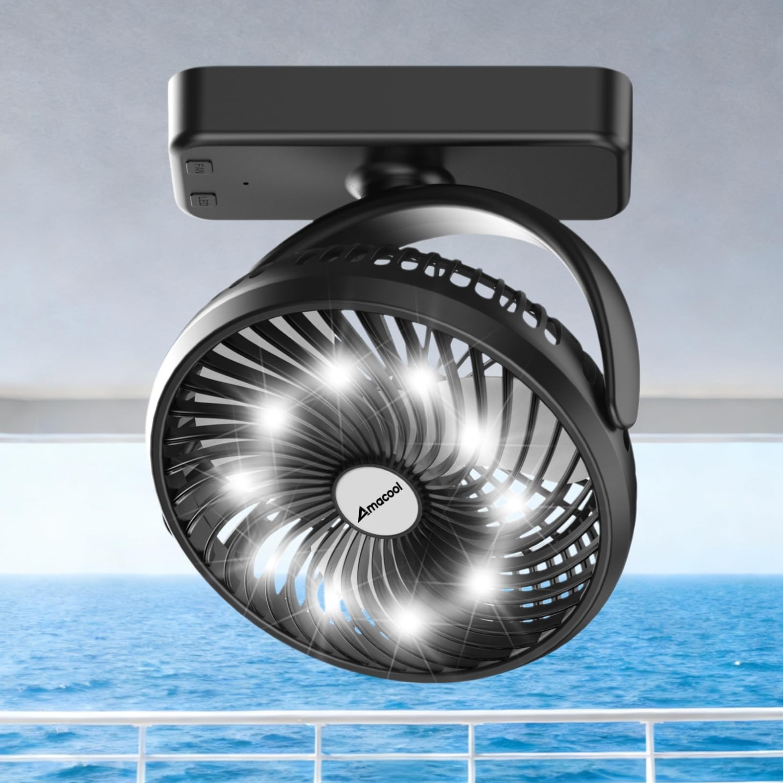 AMACOOL 10000mAh Magnetic Travel Fan for Sleeping, Cruise, Golf Cart, Ultra-Compact, Bottom Hook, Rechargeable Battery Powered, Ship Cabin Approved, Camping Travel Cruise Essentials 2026