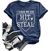VILOVE Baseball Mama Shirt Women I Teach My Kids to Hit and Steal Shirt | Baseball Mama Shirt Women I Teach My Kids To Hit And Steal Shirt Baseball Mom Tshirt Baseball Heart T Shirt