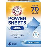 ARM & HAMMER Power Sheets Laundry Detergent, Fresh Breeze Scent, No Mess, Lightweight and Travel-Friendly, 35 Count, Up to 70 Small Loads