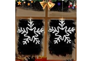 ILLUMINEW 2 Pack Christmas Window Snowflake Lights, LED Hanging Decorations Iron Frame Lights, 8 Lighting Modes for Xmas Holiday Indoor Outdoor Wall Party Decor
