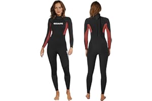 Ocealite Women's Wetsuit 3mm Full Body Back Zip Neoprene Suit Surfing Diving Suit with Flatlock Stitching Inner Key Pocket for Snorkeling Paddleboarding Swimming