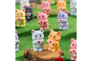 Teenzee 28 pcs Mini Resin Colorful Cats Variety Tiny Animals Figures Miniature Little Small Cat Figurines Bulk for Micro Fairy Garden Landscape Accessories Hide Crafts Decor
