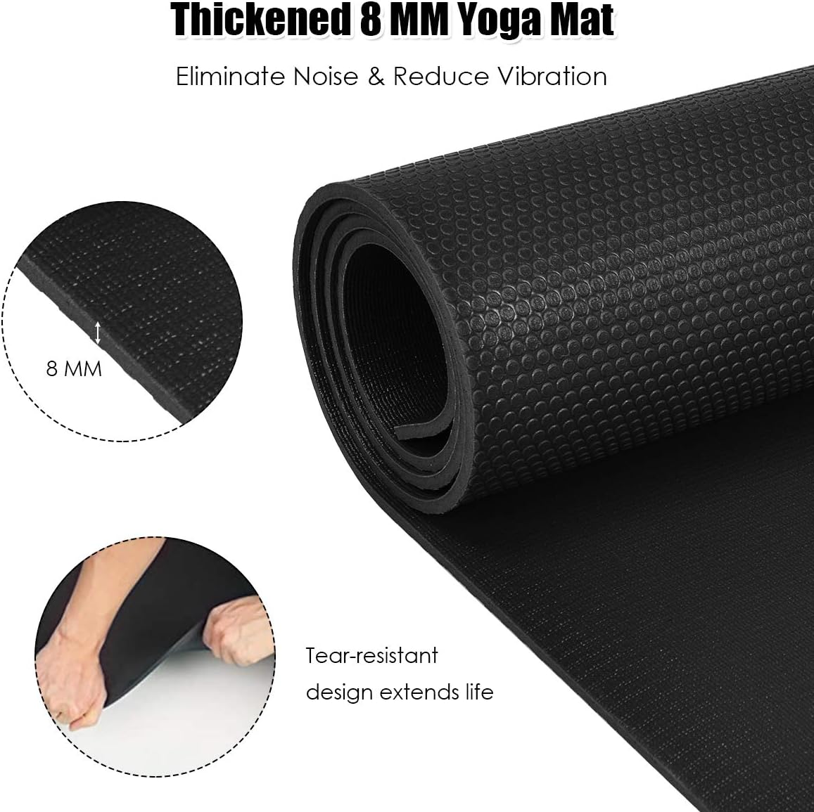 Goplus Large Yoga Mat, 7' x 5' x 8mm and 6' x 4' x 8mm with Straps, Eco Friendly Extra Thick Non Slip Barefoot Fitness Exercise Mat for Home Gym Floor Cardio Workout : Sports & Outdoors