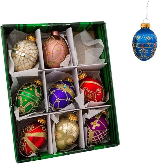 Amazon Com Kurt Adler Glass Decorative Egg Ornament 45mm Set Of