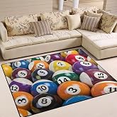 ALAZA Retro Colorful Glossy Pool Game Ball Non Slip Area Rug 4'10