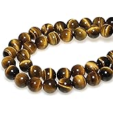 MJDCB 4mm Yellow Tiger Eye A Grade Gemstone Loose Beads Natural Round Crystal Energy Stone Healing Power for Jewelry Making 1 Strand 15"