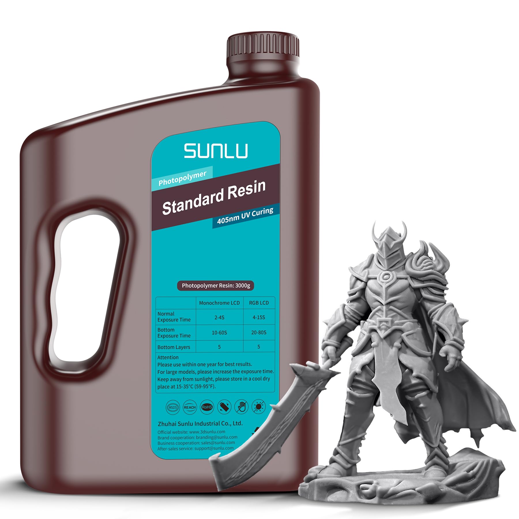 SUNLU Upgraded 3kg Standard Resin for 3D Printer, 405nm UV-Curing Resin LCD/DLP/SLA 3D Printers, High Compatibility 3D Printer Resin, 3000g Grey Image