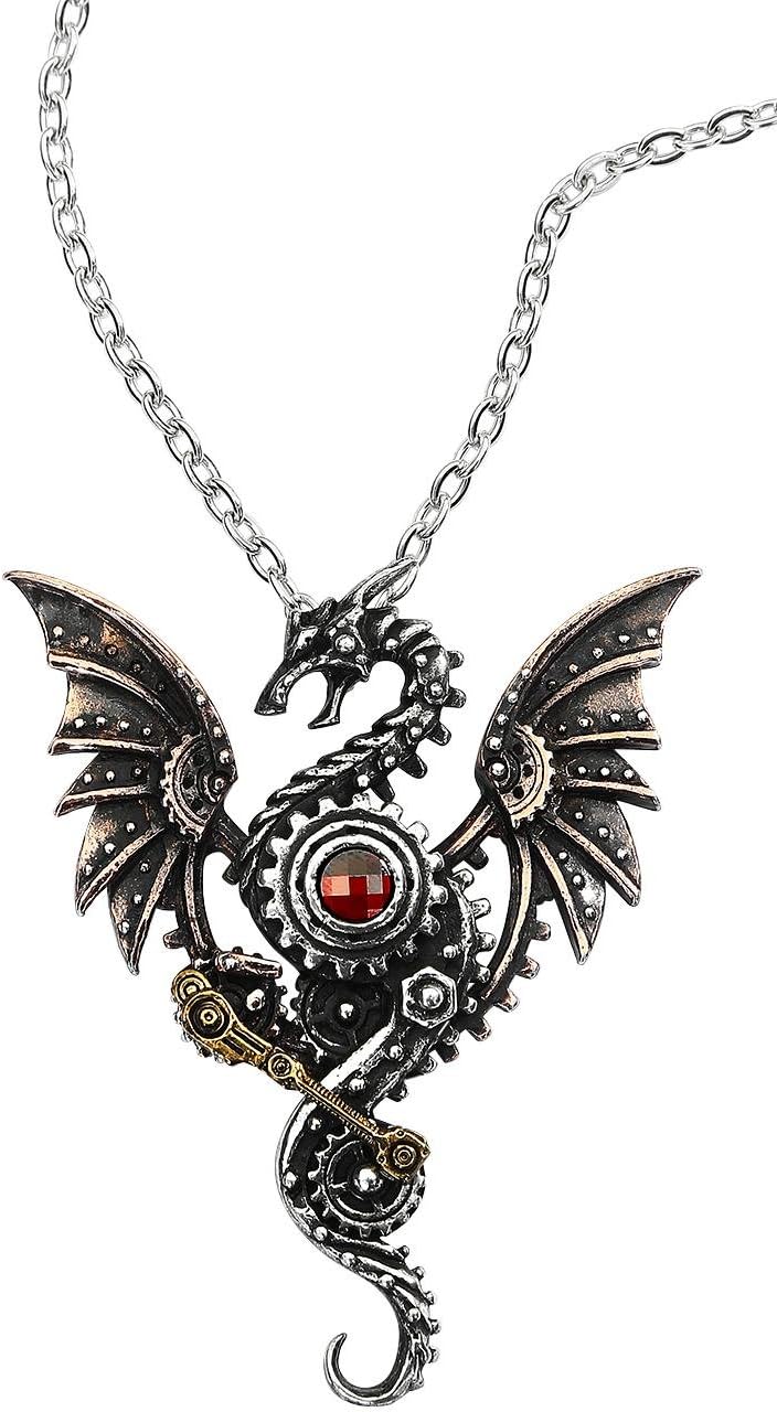 Blast Furnace Behemoth Steampunk Dragon Pendant Necklace