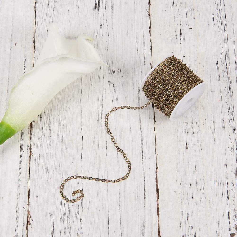 SUNNYCLUE DIY 33 Feet Antique Bronze Curb Cable Chain Link Necklace Small Width 3mm 30 Brass Lobster Claw Clasps, 100 Brass Jump Rings Antique Bronze Jewelry Chain for Jewelry Bracelet Necklace Making