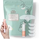 Dermaclara Silicone Face Patches Kit - Anti-Wrinkle Patches for Frown & Smile Lines, Silicone Anti-Wrinkle Reusable Pads, Up to 30 Uses - 1 Forehead, 4 Eye & Mouth, 1 Cleanser, 1 Peptide Lip Serum