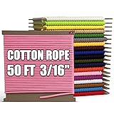 PerkHomy 500lb Cotton Rope 3/16" (5mm) 50 ft Multi