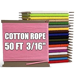 PerkHomy 500lb Cotton Rope 3/16" (5mm) 50 ft Multi