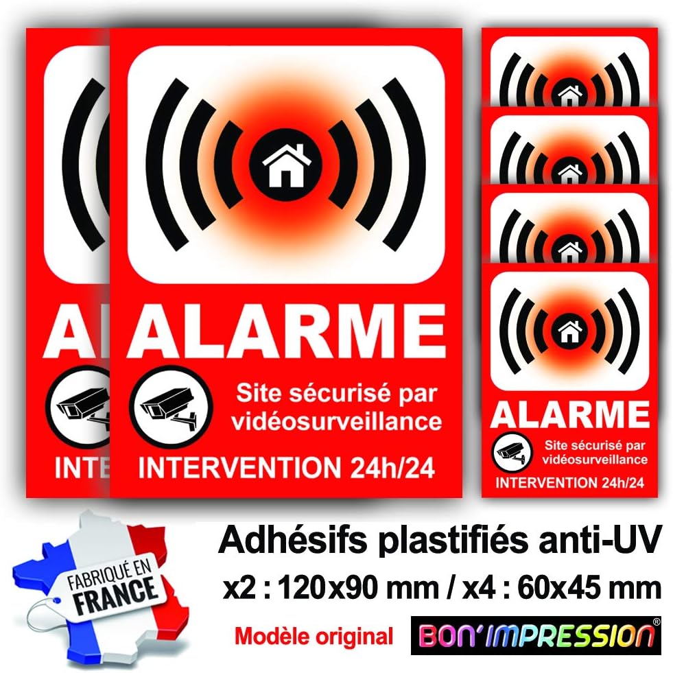 6 Autocollants Panneaux Alarme (120 x 90 mm = 2 + 60 x 45 mm = 4) en — free download